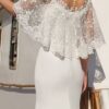 Lace Shawl V-neck White Elegant Dinner Long Dress Women Maxi