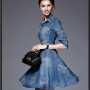 European Women's Embroidered Flower Denim Dress – Perfect for Spring & Summer Casual Style