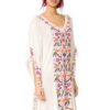 Embroidery Flower White Ball Tassel Cotton And Linen Half Sleeve