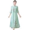Embroidery Chinese Style Dress Vintage Half sleeve Large size 4XL Long dress Summer new fashion Voile Ankle-Length dress womens