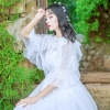 Women New Fashion Fairy White Dress Lace-up Collar Ruffles Half Sleeve Chiffon Long Dress Vestidos Mujer Robe Femme 19