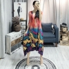 LANMREM Spring Summer New Pleated Dress For Women Fashion Painting Fold Famale's Half Sleeve Dress Loose Temperament YH686