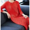 Fold o-neck half sleeve Asymmetrical dress