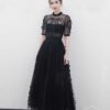 Party Long Dress 19 Spring Sexy Black Ball Half Sleeve Slim