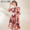 Luxurious Vintage Flare Sleeve Flower Print Elegant Casual Dress