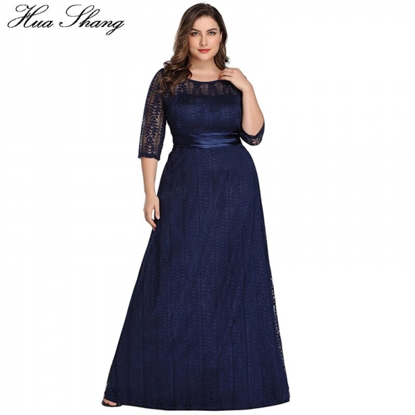 Lace Party Dress Plus Size Women 19 Fashion Female Half Sleeve High Waist Formal Party Dress Floor Length Long Maxi Dresses