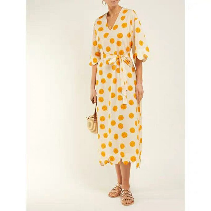 HIGH STREET New Fashion 19 Summer Designer Runway Dress Women’s Half Sleeve Floral Print Mid-calf Dress