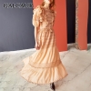 GALCAUR Summer Hair balls Lace Patchwork Dress For Women O Neck Half Sleeve High Waist Midi Dresses Female Fashion 19 Elegant