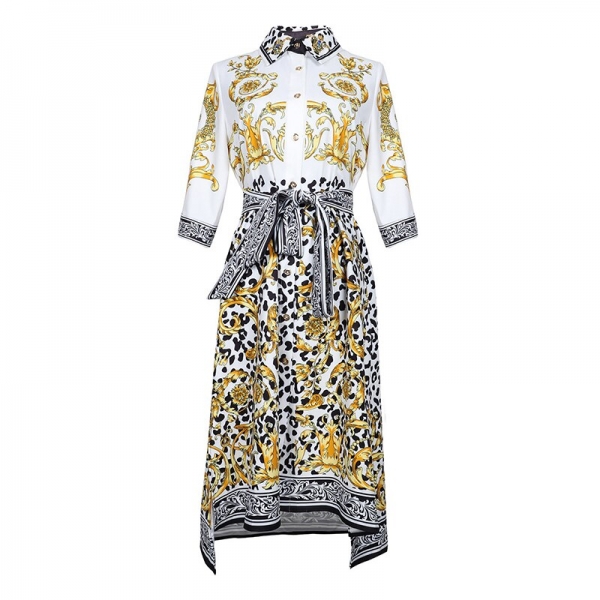 Runway Dress Women's Half Sleeve Retro Floral Print Dress
