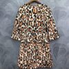 Leopard dress spring summer runways half sleeve