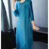 HOT SELLING Miyake fashion solid fold o-neck half sleeve Asymmetrical dresses IN STOCK