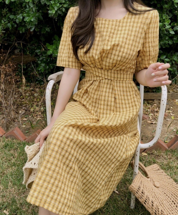 new Summer Dress Women Cotton Linen OL Casual half Sleeve Dresses Female Dress o neck plaid yellow dress Boho Robe Femme Vestido new Summer Dress Women Cotton Linen OL Casual half Sleeve Dresses Female Dress o neck plaid yellow dress Boho Robe Femme Vestido