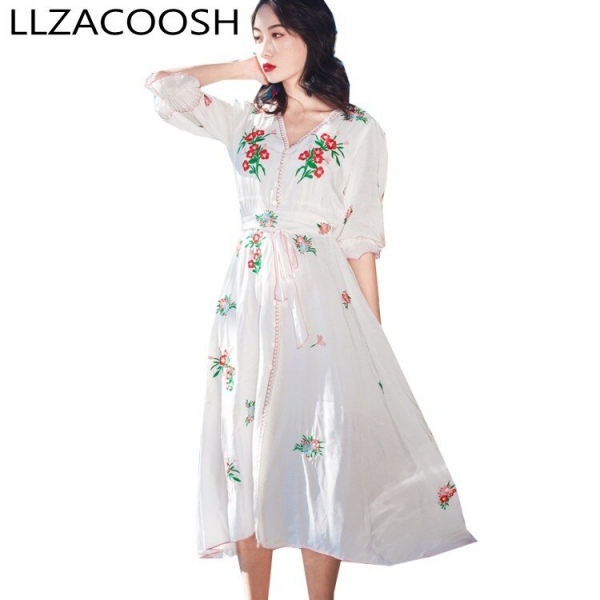 Summer vintage Half Sleeve dresses Casual Holiday