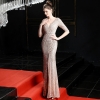 Evening Long Dress Sequins Shining V-neck Half Sleeve Formal Dress Women Floor-length Long Party Gowns Robe De Soiree New