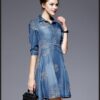 European Women's Embroidered Flower Denim Dress – Perfect for Spring & Summer Casual Style