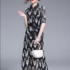 Half Sleeve Patchwork Hollow Out Floral Dress Vintage Sequine