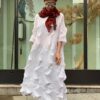 Diamond pleats dress half sleeve solid color stand collar loose