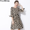 Plus Size Casual Bowtie Half Sleeve Office Work Dress