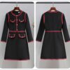 Knitted Dress O-neck Button Half / Wrist Sleeve Runway