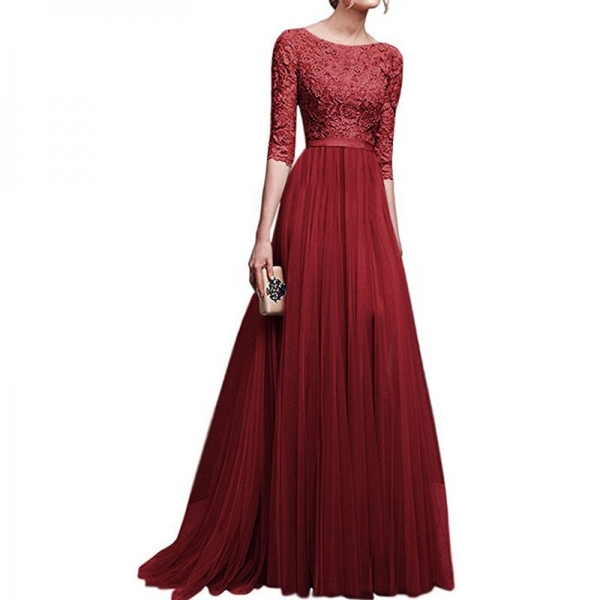 Chiffon Female Floor-length Half Sleeve Maxi Dress Review ⋆WoClothes.com