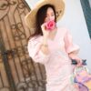 Embroidery Luxurious V-neck Half Sleeve Slim Party Dress