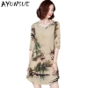 Embrace Elegance – Vintage Silk Floral V-Neck Dress, Plus Size 4XL