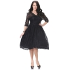 Women Spring Autumn Dress V Neck Half Sleeve Black Lace Dress Big Size 7XL Ball Gown Elegant Evening Club Party Dress
