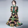 Diamonds Bow Half Sleeve Vintage Dress Elegant