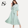 Scalloped Hollow Out Half Sleeve Dress 19 Summer Elegant Flounce Sleeve