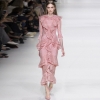 Pink maxi lace dress o-neck ruffles half sleeve mulit-layer Fish tail