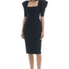 Half Sleeve Knee Length Black Bandage Dress