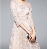 Party Dress O-Neck Round Neck A-Line Lace Dress Half Sleeve Knee Length