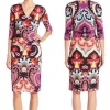 V collar half sleeve stretch knit Silk Jersey Slim dress