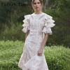Autumn Printing White Dress Women 19 Long Beach Dress Bodycon