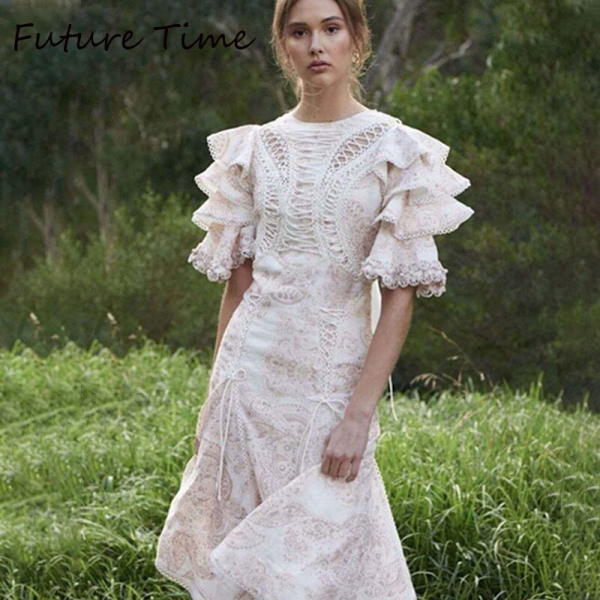 Autumn Printing White Dress Women 19 Long Beach Dress Bodycon