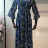 2-piece set high quality summer new dress Ruffles beading Floral print half Flare Sleeve Mid-Calf Casual beach women party dress