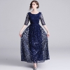 Mesh Half Sleeve Long Maxi Dress Party Special Occasion