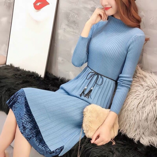 Sweater Dresses Women New Autumn Winter Loose Half Turtleneck Pullover Knit Sweater Dress Long Sleeve Slim Ladies Bottom Dress 1 Autumn Winter Loose Half Turtleneck Pullover Knit Sweater