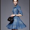 European Women's Embroidered Flower Denim Dress – Perfect for Spring & Summer Casual Style