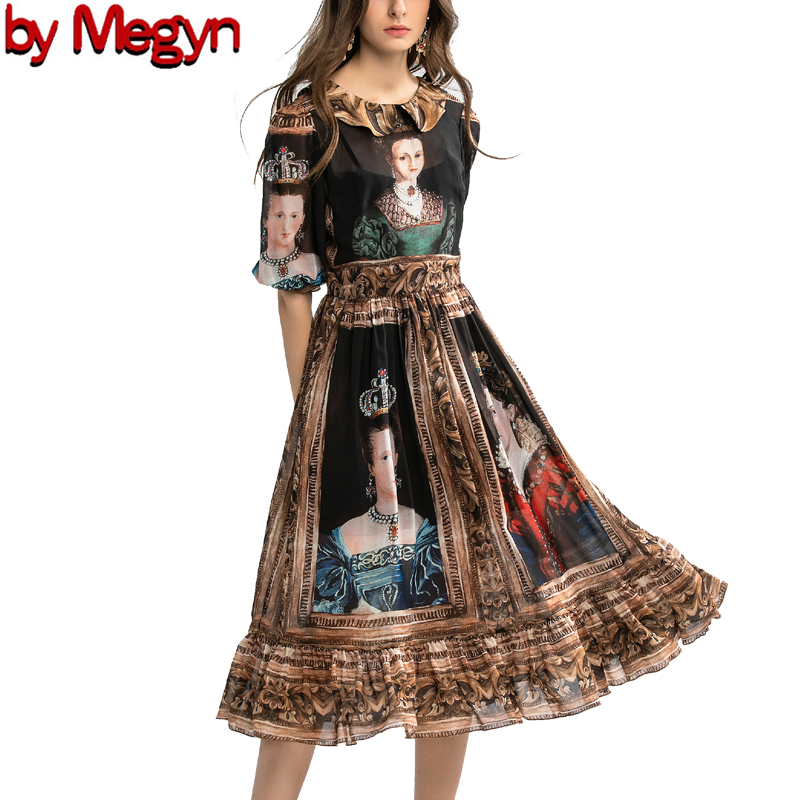 spring summer high fashion dress runway party women dress queen print women fashion new year dress designer brand dress