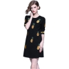 Runway Black Half Sleeve Slim Dress Casual O Neck