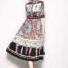 Runway Turn Down Collar Print Flower Character Chiffon Vintage Half Sleeve Ladies Midi Dress