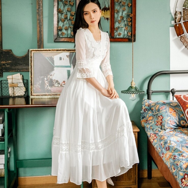 Summer New Palace Princess Lace Dress Retro Art Fashion Temperament Half Sleeve Mid-length Women Retro Dress Party Vestidos Summer New Palace Princess Lace Dress Retro Art Fashion Temperament Half Sleeve Mid-length Women Retro Dress Party Vestidos