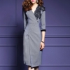 Plus size S-4XL!18 spring Pencil Dress half Sleeve Office lady Dress Women V- Neck Irregular embroidery Work Dress