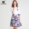 Collar Half Sleeves Printed Fashion High Street Casual Dress