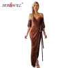V Neck Party Night Ruched Puffy Half Sleeve Dress