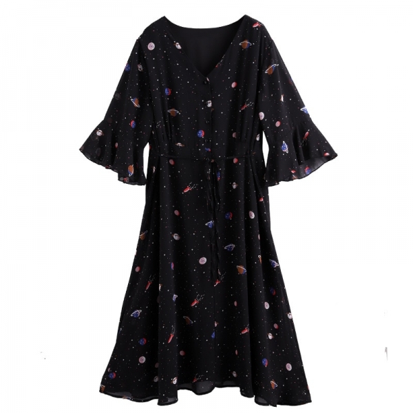 Women Flare Half Sleeves Dress Plus size 4XL 5XL 6XL 7XL 8XL