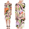 Italian Pretty dress half sleeve printing knitting dress