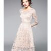 Party Dress O-Neck Round Neck A-Line Lace Dress Half Sleeve Knee Length
