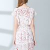 Fall Dress Flower Ptint Half Sleeve Dress Slim Lace Eleghant Cotton